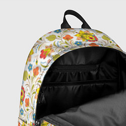 Рюкзак Хохломская роспись разноцветные цветы на белом фон, цвет: 3D-принт — фото 2