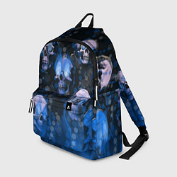 Рюкзак Синие черепа на чёрном фоне, цвет: 3D-принт