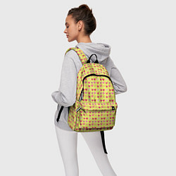 Рюкзак Сердечки на желтом - паттерн, цвет: 3D-принт — фото 2