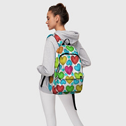 Рюкзак Сердца нарисованные цветными карандашами, цвет: 3D-принт — фото 2