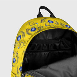 Рюкзак Узор - цветы гжель на желтом фоне, цвет: 3D-принт — фото 2