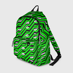 Рюкзак Чёрно-зелёный линейный узор киберпанк, цвет: 3D-принт