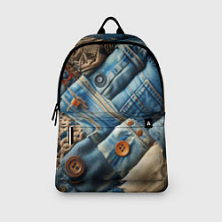 Рюкзак Джинсовый пэчворк с пуговицами - мода, цвет: 3D-принт — фото 2