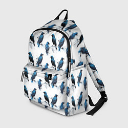 Рюкзак Чёрно-синие вороны и капли краски, цвет: 3D-принт