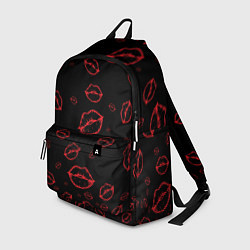 Рюкзак Паттерн красные губы на черном - lips red, цвет: 3D-принт