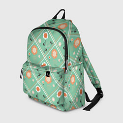 Рюкзак Зеленый цветочный - ретро, цвет: 3D-принт