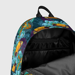 Рюкзак Узор цветы с туканом, цвет: 3D-принт — фото 2