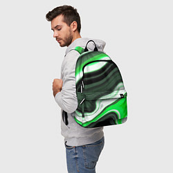 Рюкзак Волнистые горизонтальные чёрно-зелёные полосы на б, цвет: 3D-принт — фото 2