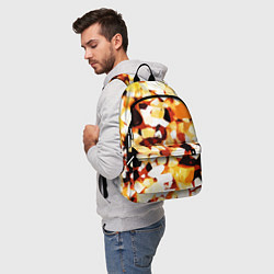 Рюкзак Жёлто-белая абстракция на чёрном фоне, цвет: 3D-принт — фото 2