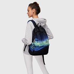 Рюкзак Синяя волна с зеленым оттенком на черном, цвет: 3D-принт — фото 2