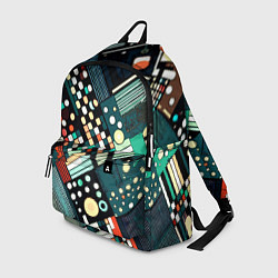 Рюкзак Тёмно-синий абстракция полосы кружочки, цвет: 3D-принт