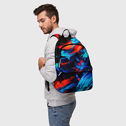 Рюкзак Синие и красные мазки краски на черном, цвет: 3D-принт — фото 2
