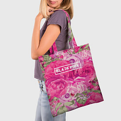 Сумка-шопер Black Pink: Abstract Flowers, цвет: 3D-принт — фото 2