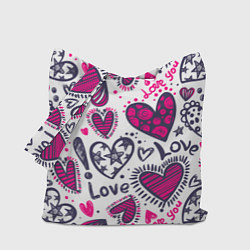 Сумка-шопер Love - pink hearts, цвет: 3D-принт