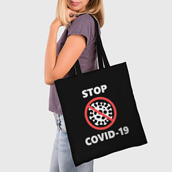 Сумка-шопер STOP COVID-19, цвет: 3D-принт — фото 2