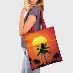 Сумка-шопер Пальмы на фоне моря, цвет: 3D-принт — фото 2