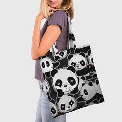 Сумка-шопер Смешные панды, цвет: 3D-принт — фото 2