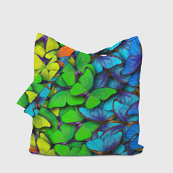 Сумка-шопер Радужные бабочки, цвет: 3D-принт