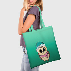 Сумка-шопер Сова в шапке и шарфике, цвет: 3D-принт — фото 2