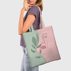 Сумка-шопер Девушка с листьями, цвет: 3D-принт — фото 2