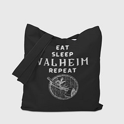 Сумка-шопер Eat Sleep Valheim Repeat, цвет: 3D-принт