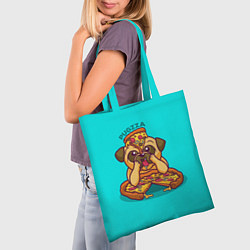 Сумка-шопер Мопс с пиццей, цвет: 3D-принт — фото 2