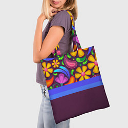 Сумка-шопер Мультяшные Цветы, цвет: 3D-принт — фото 2