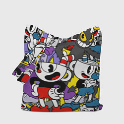 Сумка-шопер Cuphead главные герои, цвет: 3D-принт