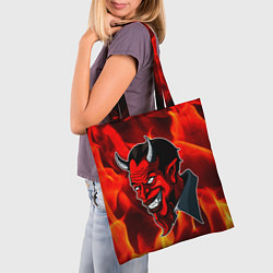 Сумка-шопер The devil is on fire, цвет: 3D-принт — фото 2