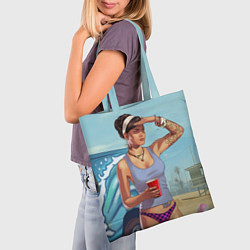 Сумка-шопер Girl with coffee, цвет: 3D-принт — фото 2