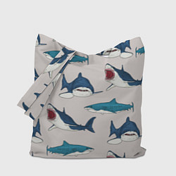 Сумка-шопер Кровожадные акулы паттерн, цвет: 3D-принт