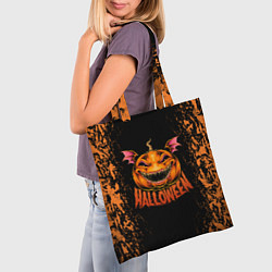 Сумка-шопер Веселая тыква на хеллоуин, цвет: 3D-принт — фото 2