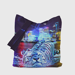 Сумка-шопер Плывущий неоновый тигр, цвет: 3D-принт