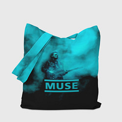 Сумка-шопер Мэттью Беллами бирюзовый туман Muse, цвет: 3D-принт