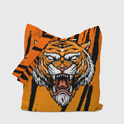 Сумка-шопер Разгневанный тигр голова, цвет: 3D-принт
