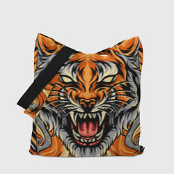 Сумка-шопер Символ года тигр в гневе, цвет: 3D-принт
