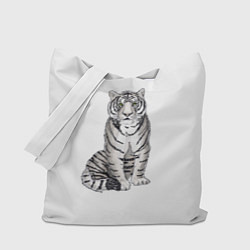 Сумка-шопер Сидящая белая тигрица, цвет: 3D-принт