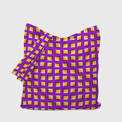 Сумка-шопер Фиолетовый Фон с Желтыми Квадратами Иллюзия Движен, цвет: 3D-принт