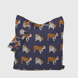 Сумка-шопер Английские бульдоги паттерн, цвет: 3D-принт