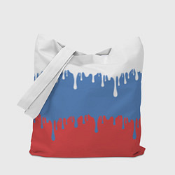 Сумка-шопер Флаг России потёки, цвет: 3D-принт