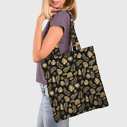 Сумка-шопер Золотые листья паттерн и текстуры, цвет: 3D-принт — фото 2