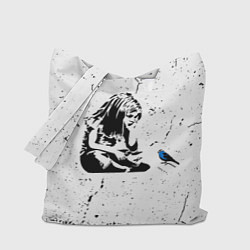Сумка-шопер Banksy - Бэнкси девочка с птицей, цвет: 3D-принт