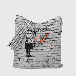 Сумка-шопер Banksy Девочка в Противогазе Бэнкси, цвет: 3D-принт