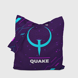 Сумка-шопер Символ Quake в неоновых цветах на темном фоне, цвет: 3D-принт