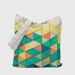 Сумка-шопер Цветные объемные треугольники, цвет: 3D-принт