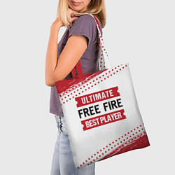 Сумка-шопер Free Fire: красные таблички Best Player и Ultimate, цвет: 3D-принт — фото 2