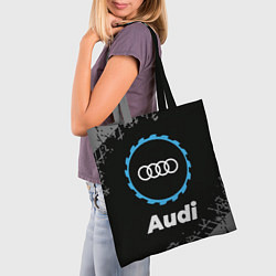 Сумка-шопер Audi в стиле Top Gear со следами шин на фоне, цвет: 3D-принт — фото 2