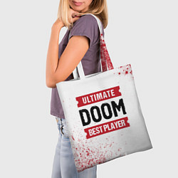 Сумка-шопер Doom: красные таблички Best Player и Ultimate, цвет: 3D-принт — фото 2