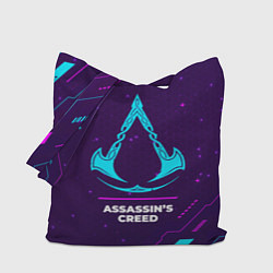 Сумка-шопер Символ Assassins Creed в неоновых цветах на темном, цвет: 3D-принт