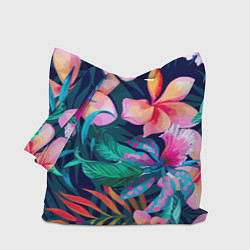 Сумка-шопер Яркие тропические цветы Лето, цвет: 3D-принт